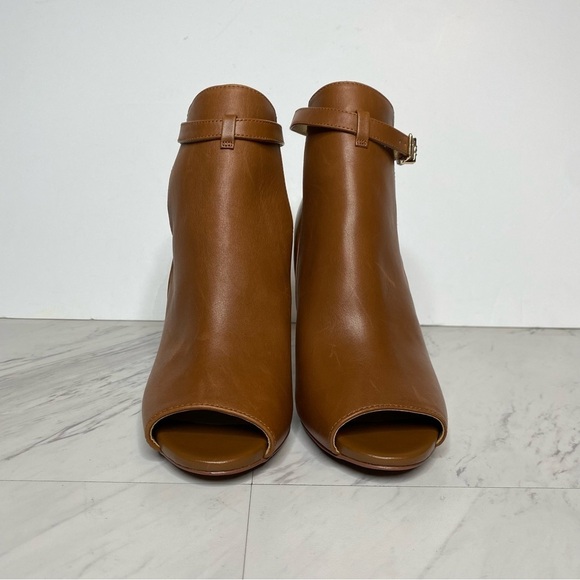 Michael Kors Lawson Open Toe Brown Leather Heeled Bootie 9M - Picture 2 of 16